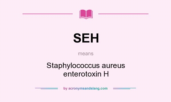 What does SEH mean? It stands for Staphylococcus aureus enterotoxin H