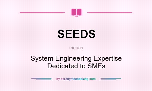 What does SEEDS mean? It stands for System Engineering Expertise Dedicated to SMEs