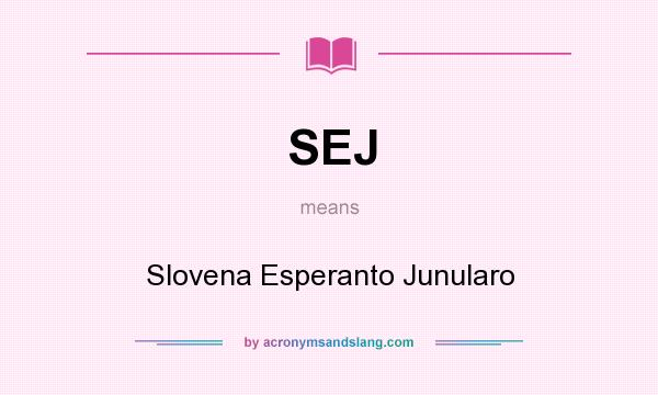 What does SEJ mean? It stands for Slovena Esperanto Junularo