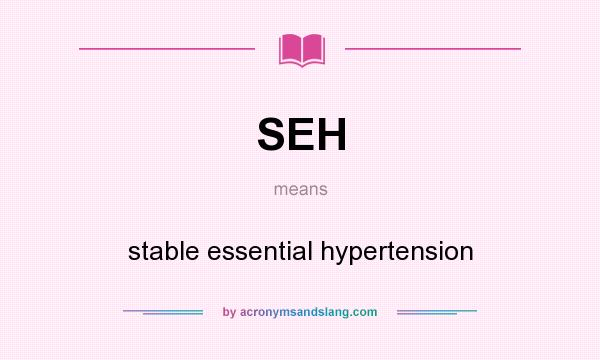 What does SEH mean? It stands for stable essential hypertension