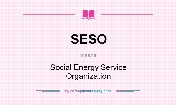 What does SESO mean? It stands for Social Energy Service Organization