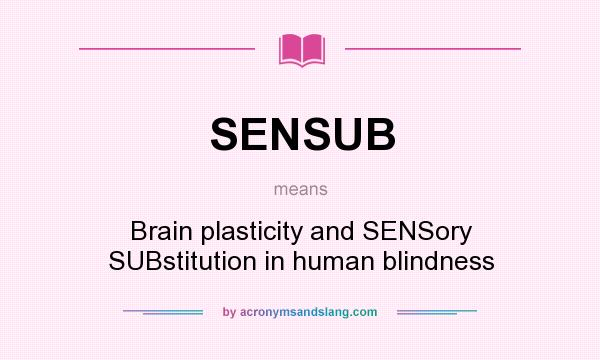 What does SENSUB mean? It stands for Brain plasticity and SENSory SUBstitution in human blindness