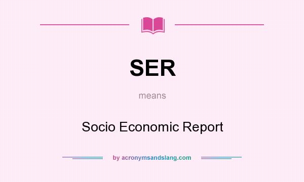 What does SER mean? It stands for Socio Economic Report