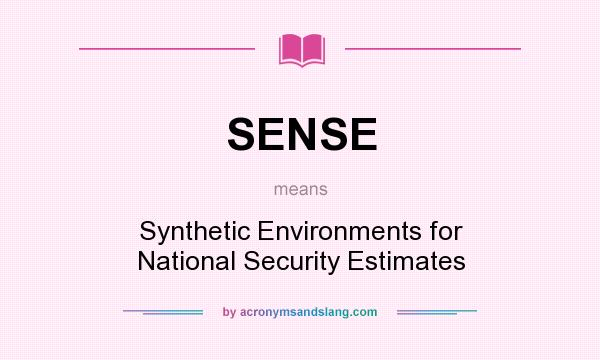 What does SENSE mean? It stands for Synthetic Environments for National Security Estimates