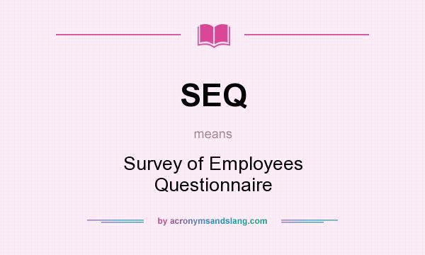 What does SEQ mean? It stands for Survey of Employees Questionnaire