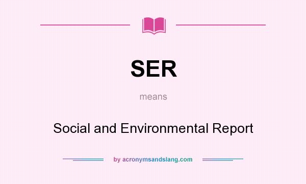 What does SER mean? It stands for Social and Environmental Report
