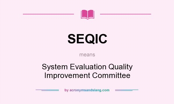 What does SEQIC mean? It stands for System Evaluation Quality Improvement Committee