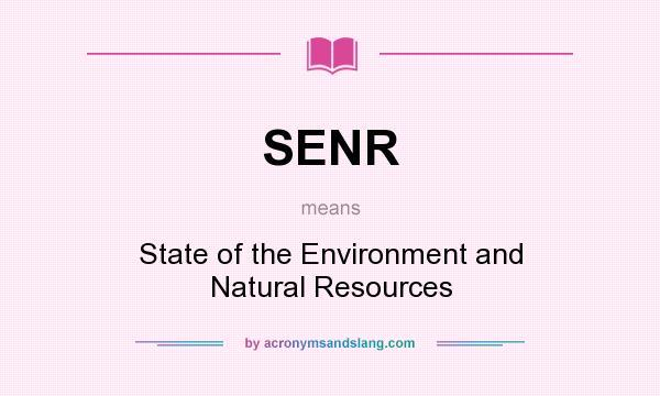 What does SENR mean? It stands for State of the Environment and Natural Resources