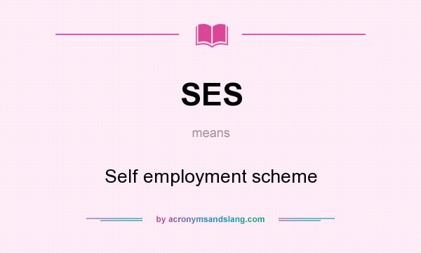 What does SES mean? It stands for Self employment scheme