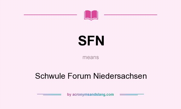 What does SFN mean? It stands for Schwule Forum Niedersachsen