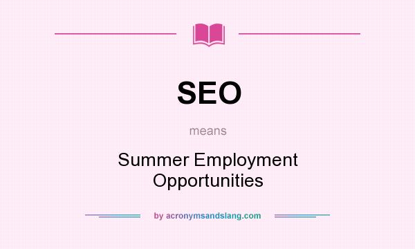 What does SEO mean? It stands for Summer Employment Opportunities