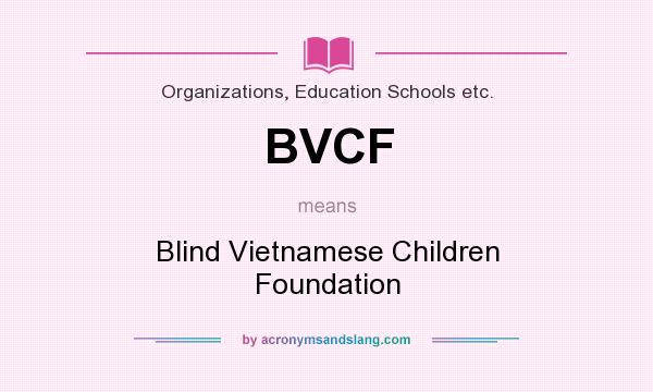 What does BVCF mean? It stands for Blind Vietnamese Children Foundation