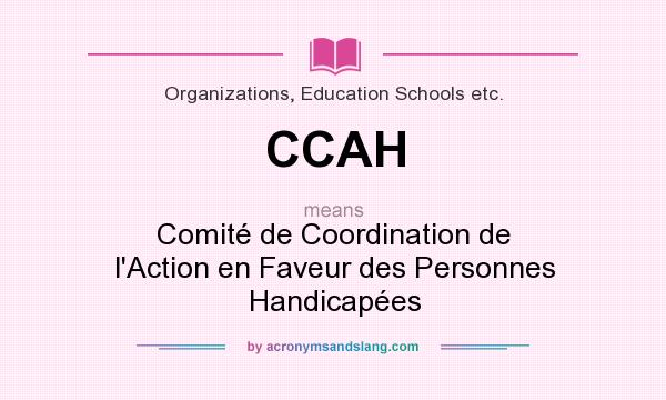 What does CCAH mean? It stands for Comité de Coordination de l`Action en Faveur des Personnes Handicapées