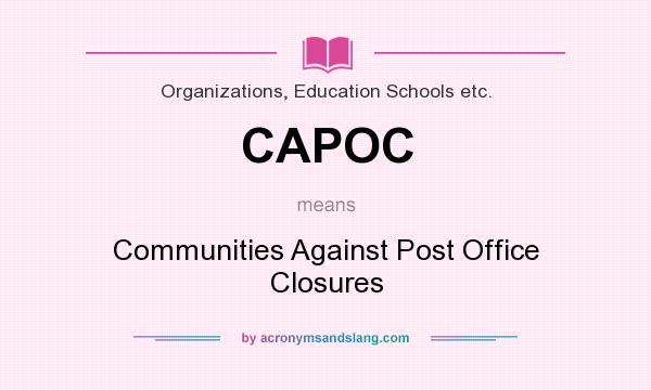 What does CAPOC mean? It stands for Communities Against Post Office Closures