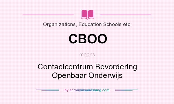 What does CBOO mean? It stands for Contactcentrum Bevordering Openbaar Onderwijs