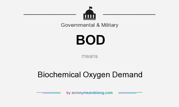 What does BOD mean? It stands for Biochemical Oxygen Demand