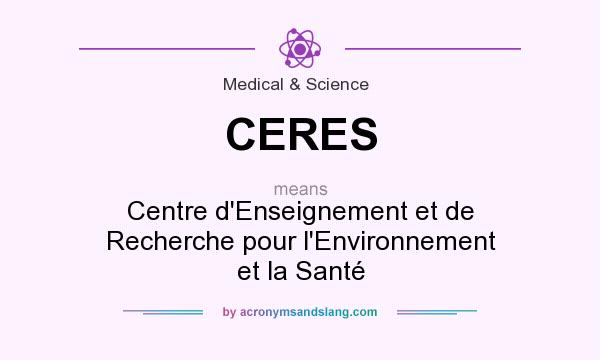 What does CERES mean? It stands for Centre d`Enseignement et de Recherche pour l`Environnement et la Santé
