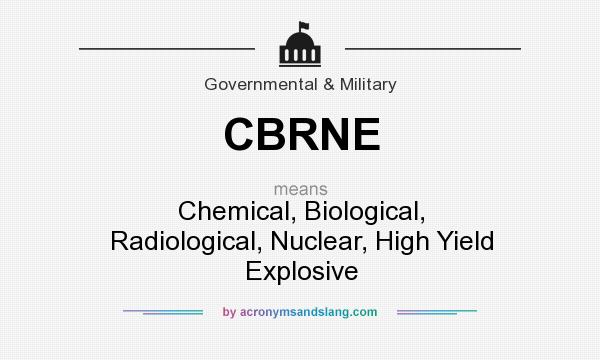 What does CBRNE mean? It stands for Chemical, Biological, Radiological, Nuclear, High Yield Explosive