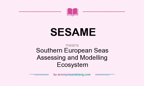 What does SESAME mean? It stands for Southern European Seas Assessing and Modelling Ecosystem