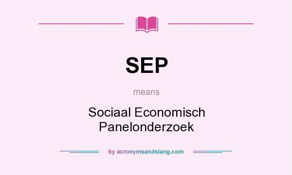 What does SEP mean? It stands for Sociaal Economisch Panelonderzoek