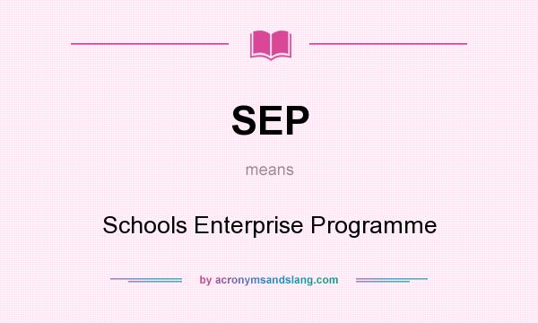 What does SEP mean? It stands for Schools Enterprise Programme