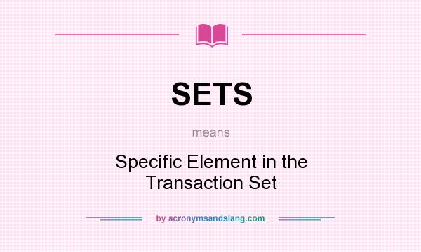 What does SETS mean? It stands for Specific Element in the Transaction Set