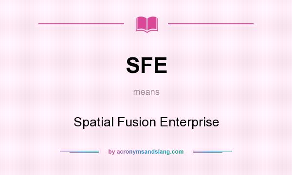 What does SFE mean? It stands for Spatial Fusion Enterprise