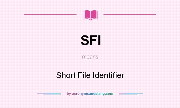 What does SFI mean? It stands for Short File Identifier