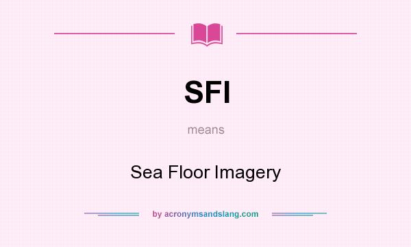 What does SFI mean? It stands for Sea Floor Imagery