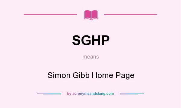 What does SGHP mean? It stands for Simon Gibb Home Page