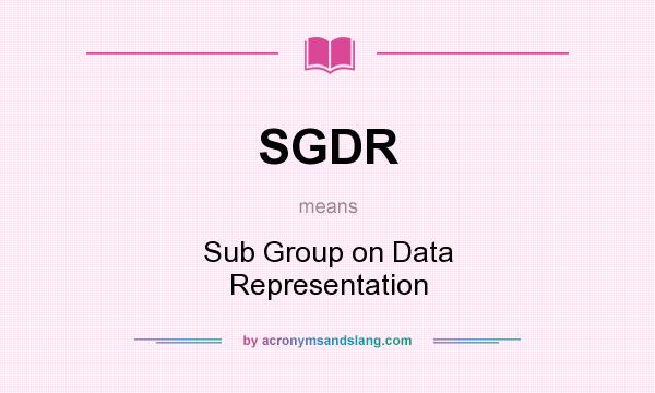 What does SGDR mean? It stands for Sub Group on Data Representation