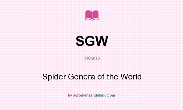 What does SGW mean? It stands for Spider Genera of the World