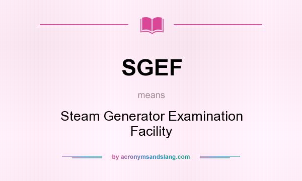 What does SGEF mean? It stands for Steam Generator Examination Facility