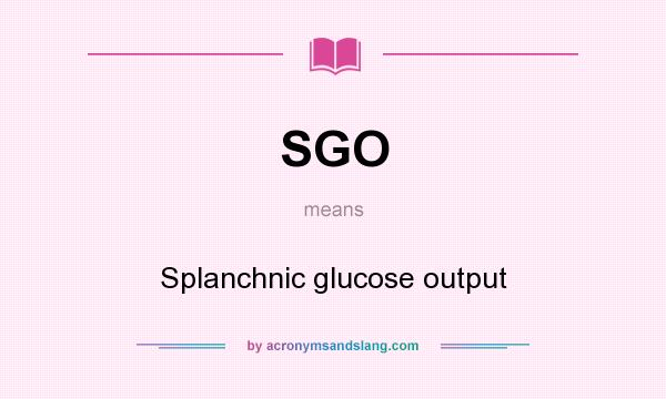 What does SGO mean? It stands for Splanchnic glucose output