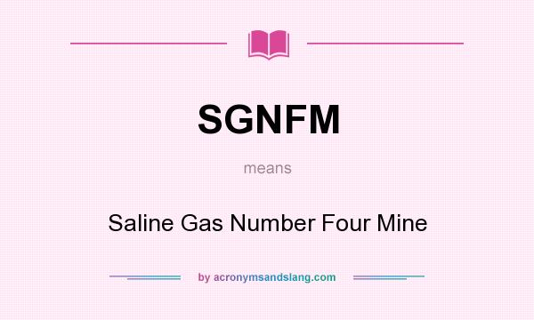 What does SGNFM mean? It stands for Saline Gas Number Four Mine