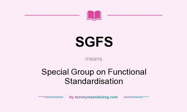What does SGFS mean? It stands for Special Group on Functional Standardisation