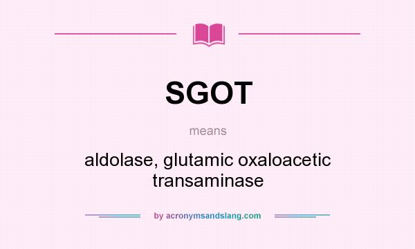 What does SGOT mean? It stands for aldolase, glutamic oxaloacetic transaminase