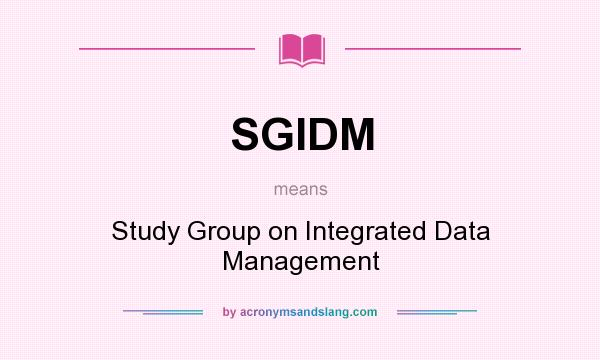 What does SGIDM mean? It stands for Study Group on Integrated Data Management