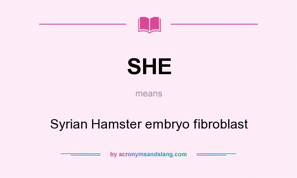 What does SHE mean? It stands for Syrian Hamster embryo fibroblast