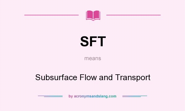 What does SFT mean? It stands for Subsurface Flow and Transport