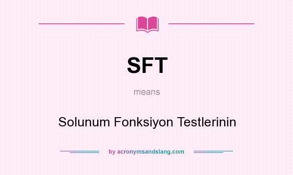 What does SFT mean? It stands for Solunum Fonksiyon Testlerinin