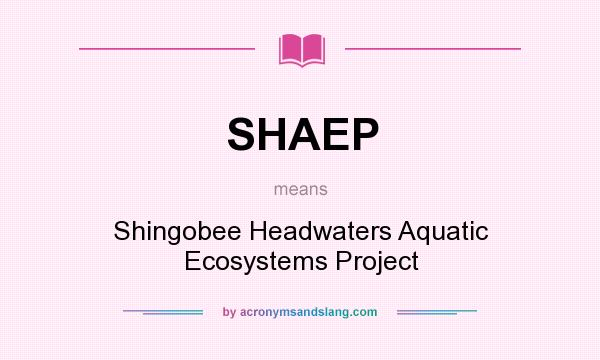 What does SHAEP mean? It stands for Shingobee Headwaters Aquatic Ecosystems Project