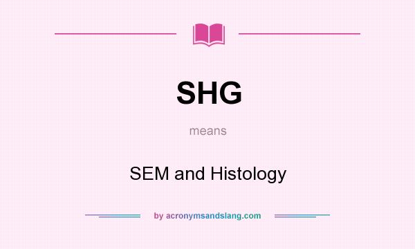 What does SHG mean? It stands for SEM and Histology