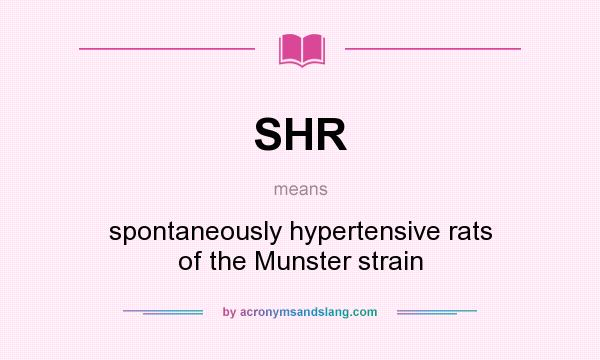 What does SHR mean? It stands for spontaneously hypertensive rats of the Munster strain