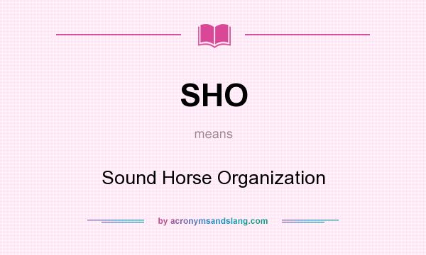 What does SHO mean? It stands for Sound Horse Organization