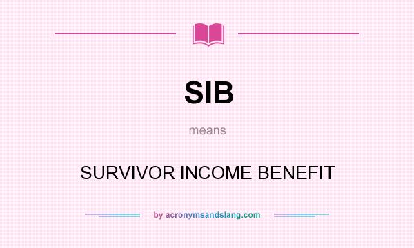 What does SIB mean? It stands for SURVIVOR INCOME BENEFIT