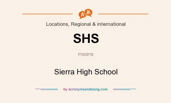 What does SHS mean? It stands for Sierra High School