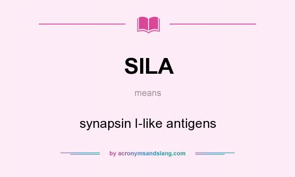 What does SILA mean? It stands for synapsin I-like antigens