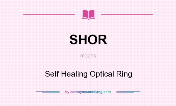 What does SHOR mean? It stands for Self Healing Optical Ring