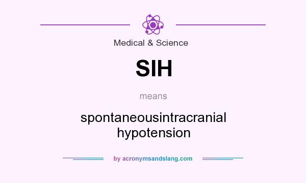 What does SIH mean? It stands for spontaneousintracranial hypotension